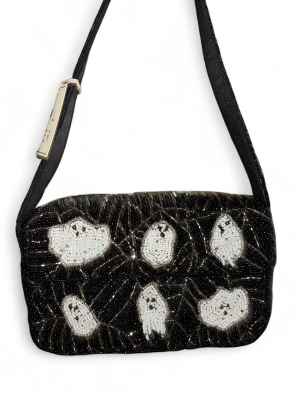 Black Beaded Ghost Crossbody Bag